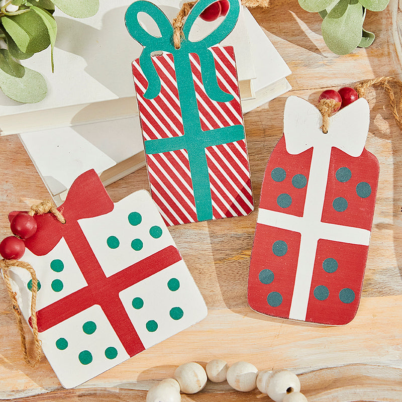 8"-10" Wooden Gift Box Ornament