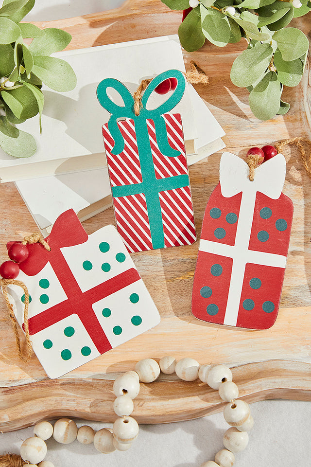 8"-10" Wooden Gift Box Ornament