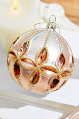 4" - 6" Reflector Pattern Glass Ornament - Champagne and Gold