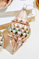 4" - 6" Reflector Pattern Glass Ornament - Champagne and Gold