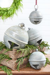 6" Weathered Tin Jingle Bell Christmas Ornament