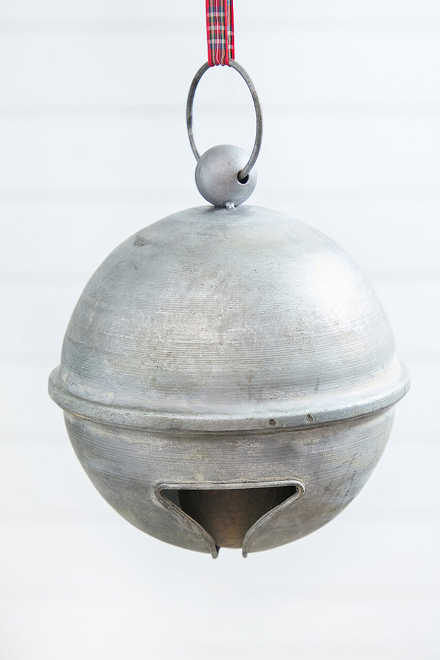 6" Weathered Tin Jingle Bell Christmas Ornament