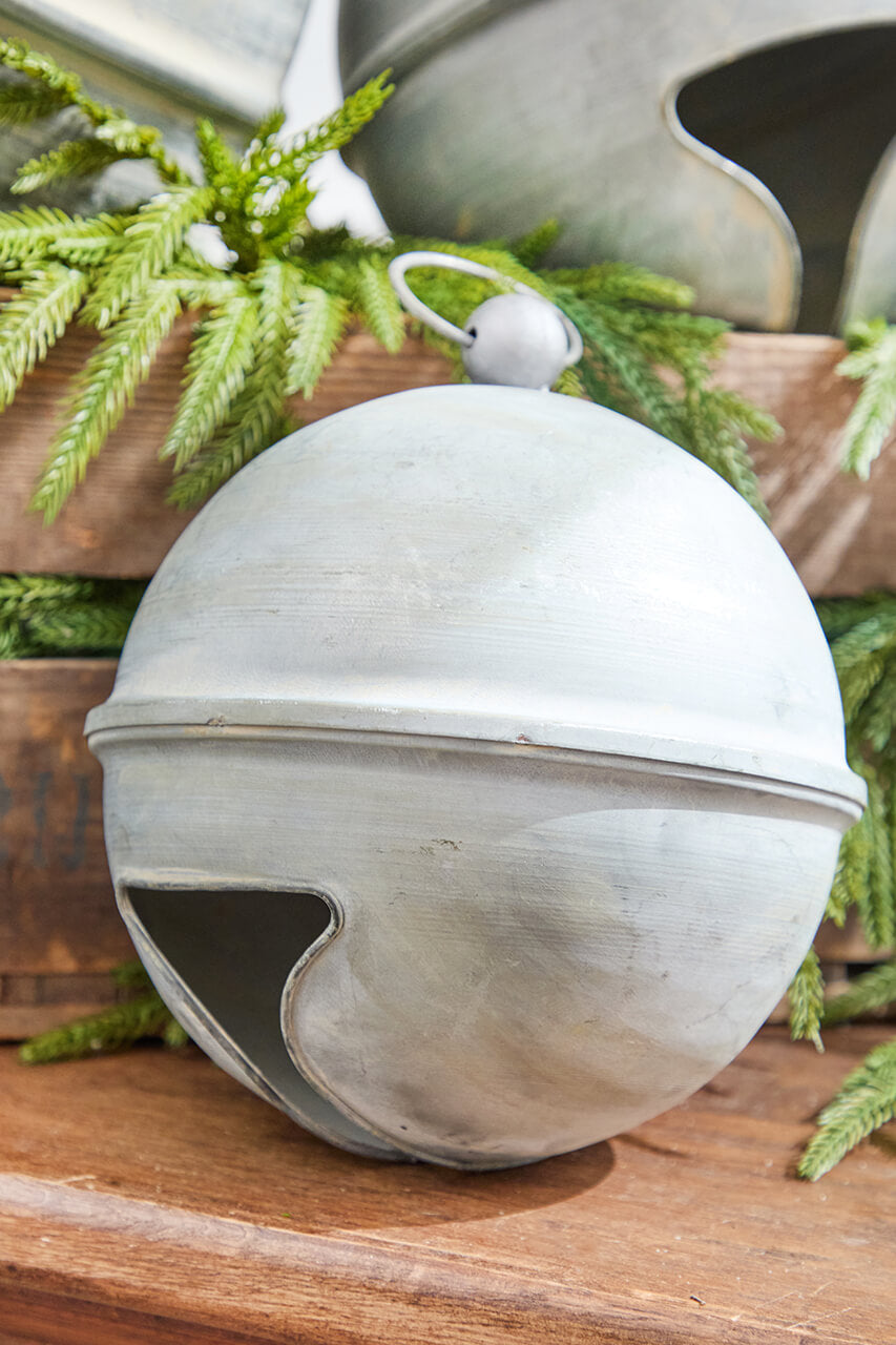 8" Weathered Tin Jingle Bell Christmas Ornament