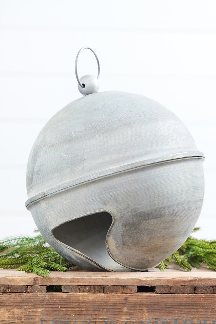 10" Weathered Tin Jingle Bell Christmas Ornament