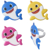 Baby Shark Mommy, Daddy and Baby Cupcake Rings - 72 ct