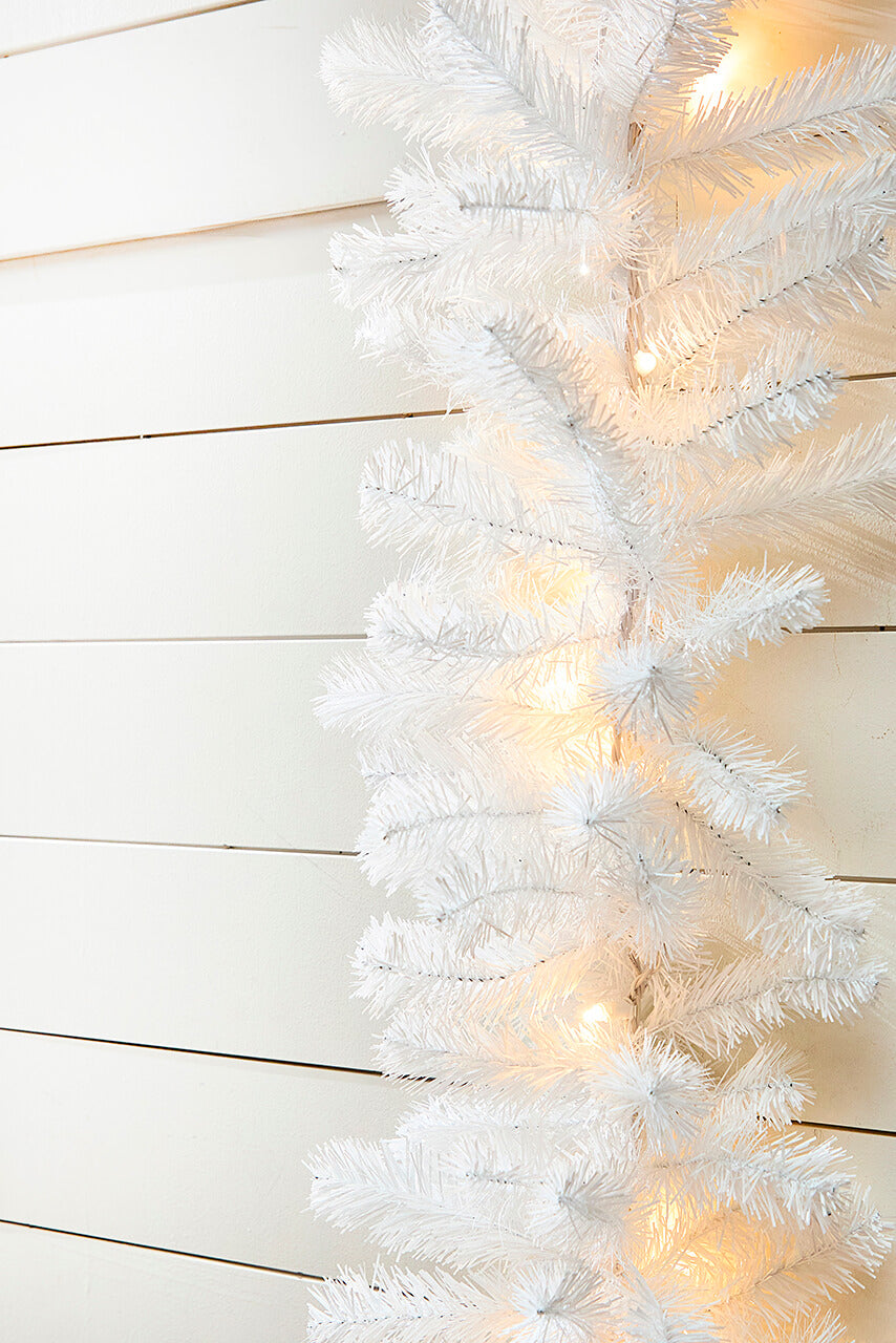 9' x 12" LED White Crystal Spruce Garland