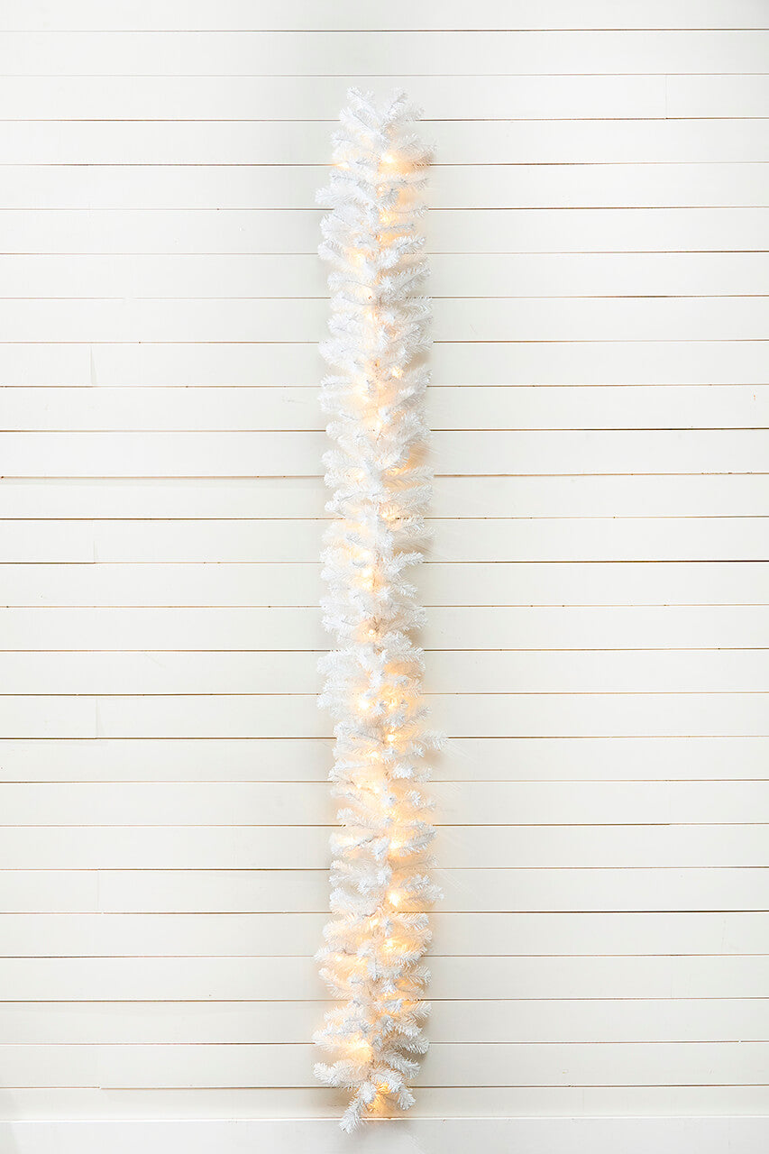 9' x 12" LED White Crystal Spruce Garland