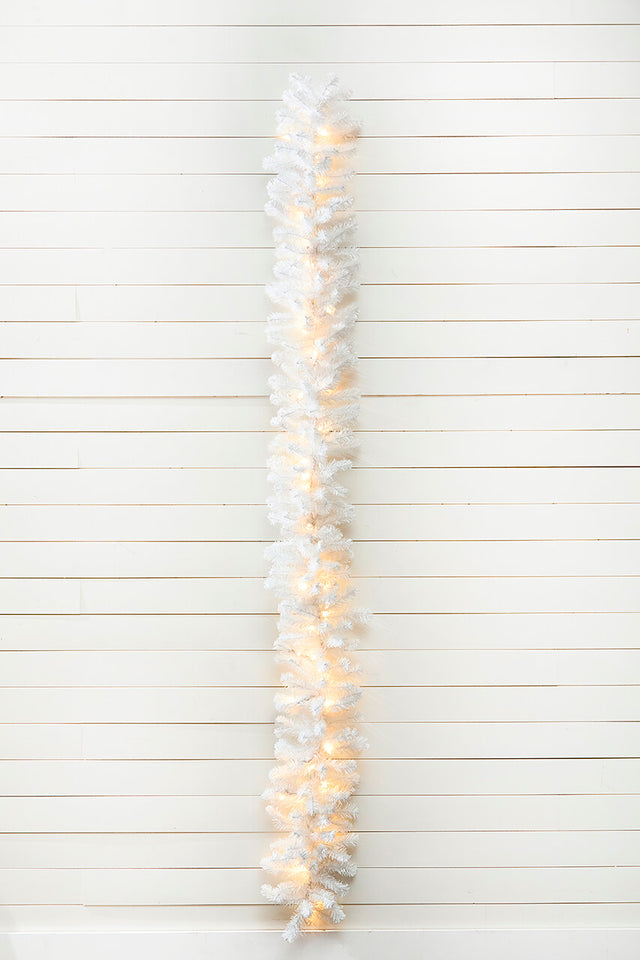 9' x 12" LED White Crystal Spruce Garland