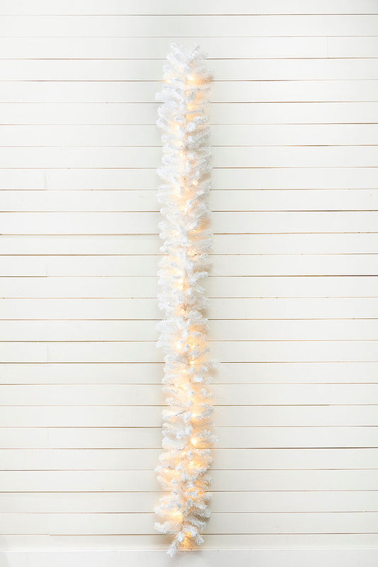 LED White Crystal Spruce Garland