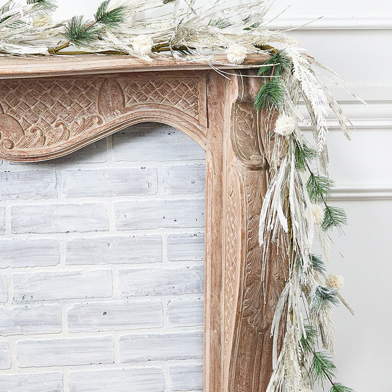 5' Snow Cedar Pine Starburst Ball Grass Garland