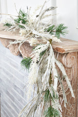 5' Snow Cedar Pine Starburst Ball Grass Garland