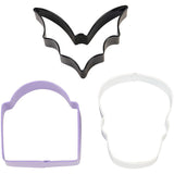 Wilton Bat, Tombstone and Skull Halloween Cookie Cutter Set, 3-Piece