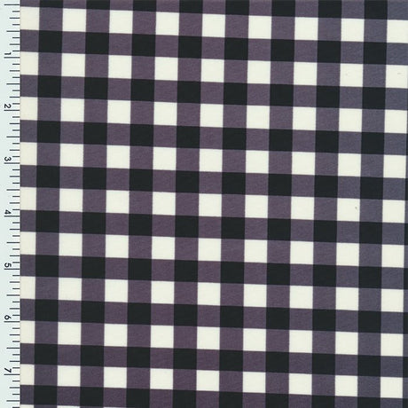 Printed Spandex Tricot Black White Checker