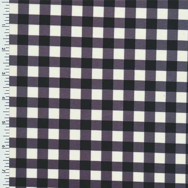 Printed Spandex Tricot Black White Checker