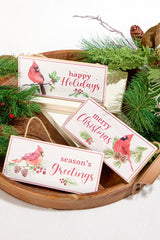 3.5 Inch x 8 Inch Wooden Cardinal on Branch Sign Ornament