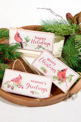 3.5" x 8" Wooden Cardinal on Branch Sign Ornament
