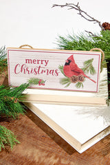 3.5" x 8" Wooden Cardinal on Branch Sign Ornament