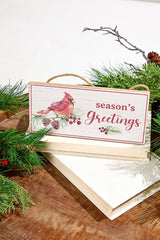 3.5" x 8" Wooden Cardinal on Branch Sign Ornament