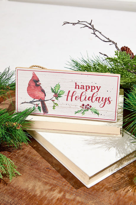 3.5" x 8" Wooden Cardinal on Branch Sign Ornament