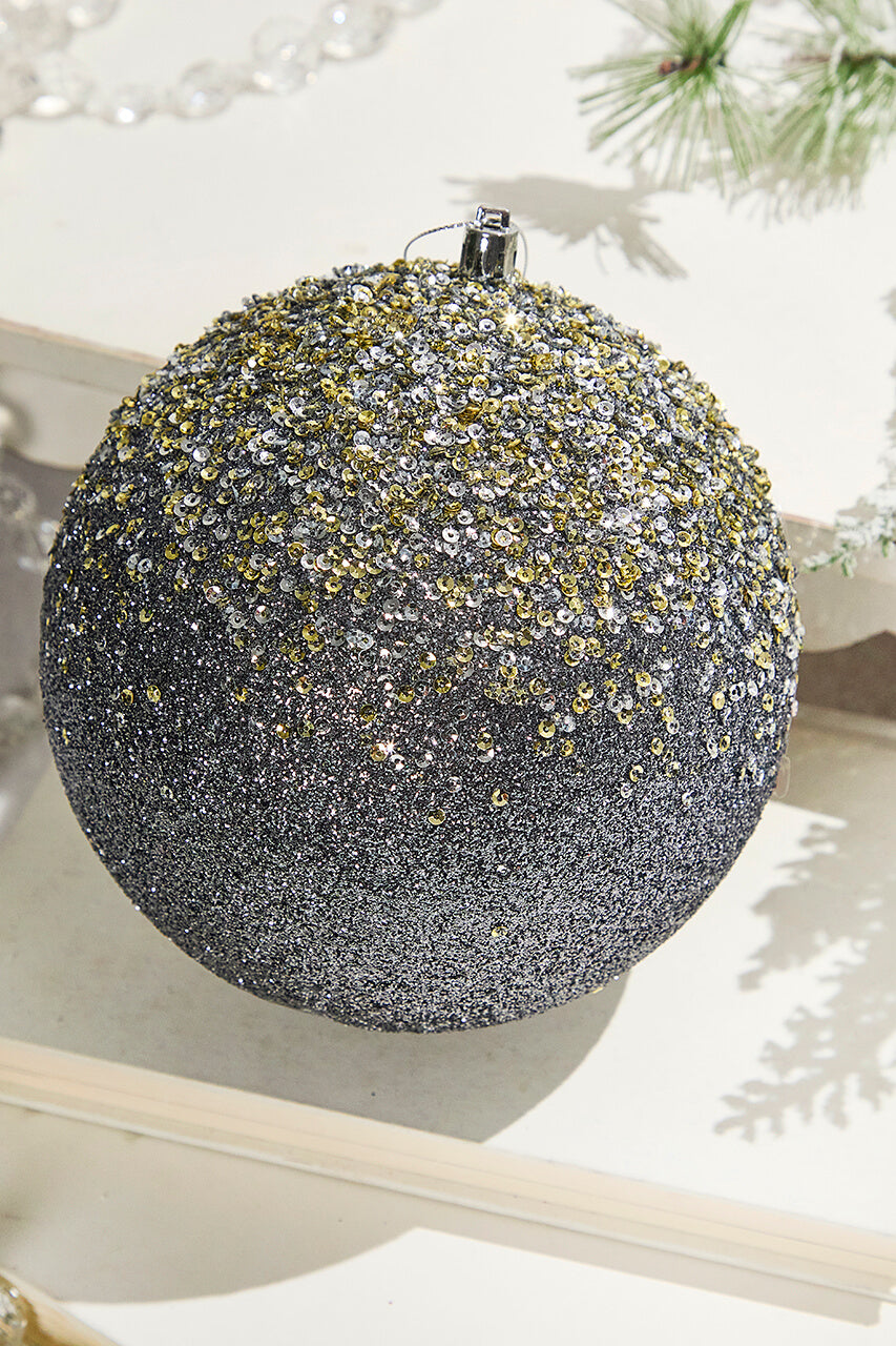 6" Glitter Hanger Ball - Charcoal