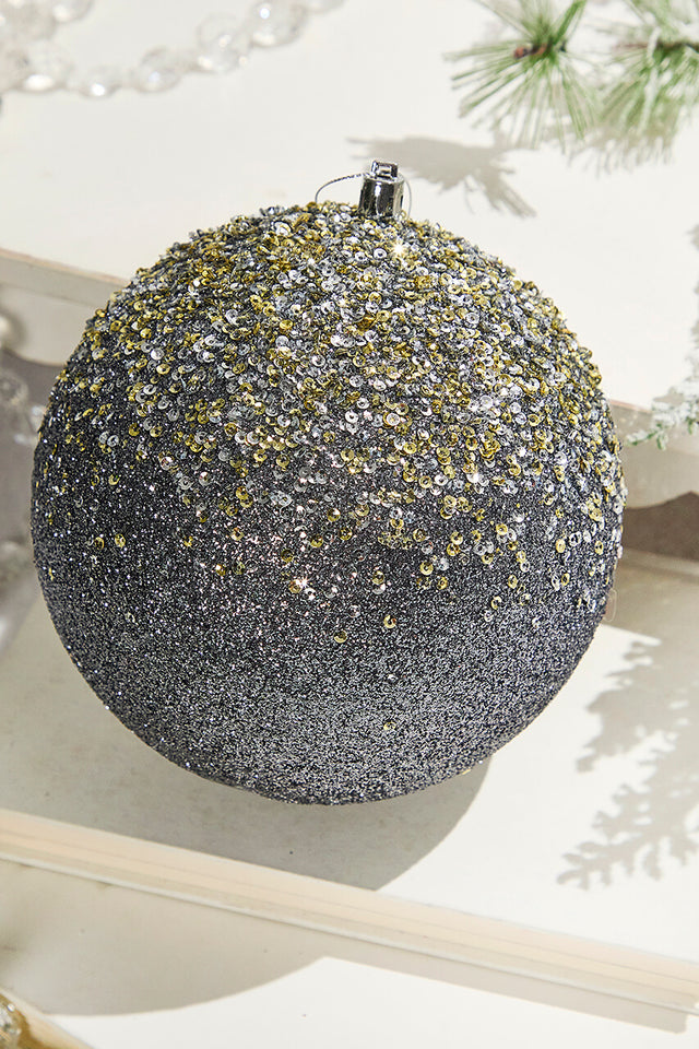 6" Glitter Hanger Ball - Charcoal