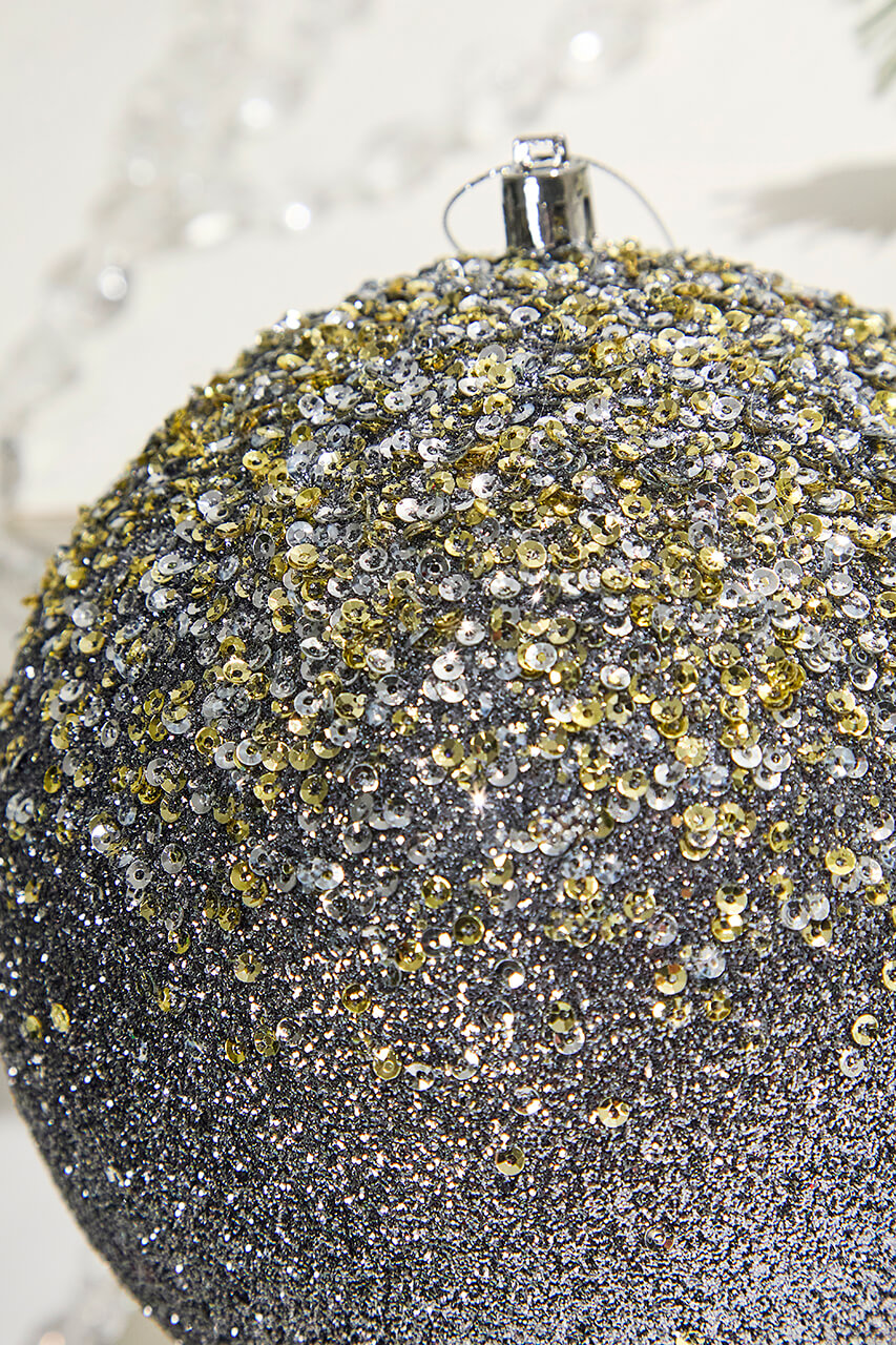 6" Glitter Hanger Ball - Charcoal
