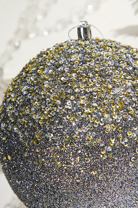 6" Glitter Hanger Ball - Charcoal
