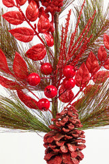 30" Berry Pinecone Cedar Spray - Red
