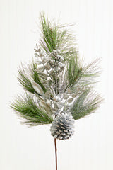 30" Berry Pinecone Cedar Spray - Silver
