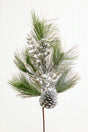 30" Berry Pinecone Cedar Spray - Silver
