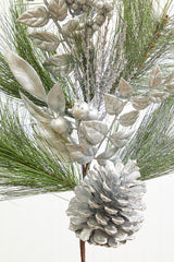 30" Berry Pinecone Cedar Spray - Silver