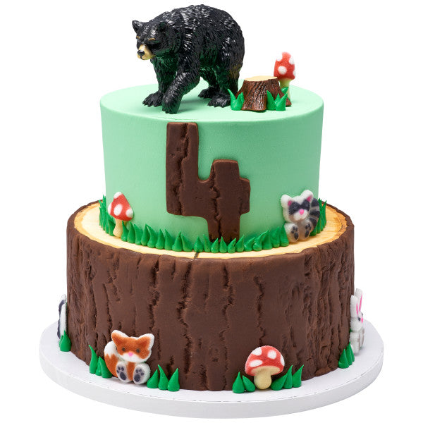 Black Bear Cake Topper, Woodland Animal Ready to Use Cake Decoration, Food Safe