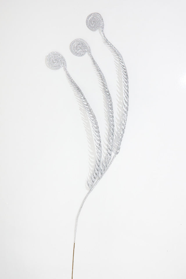 50" Silver Glitter Curly Spray