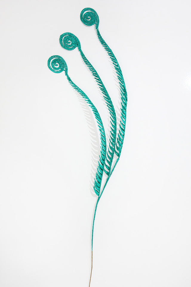 50" Aqua Glitter Curly Spray