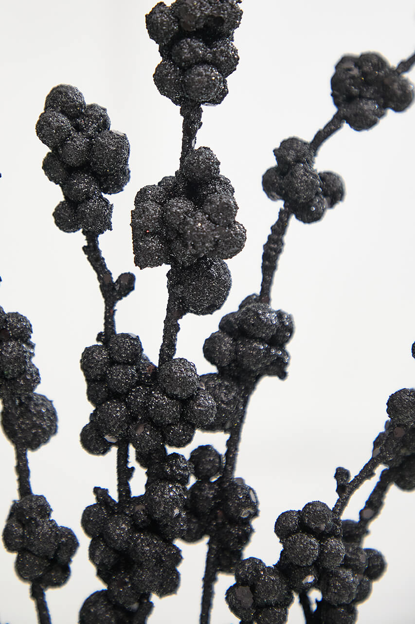 26" Black Glitter Berries Spray