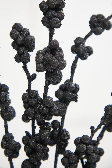 26" Black Glitter Berries Spray
