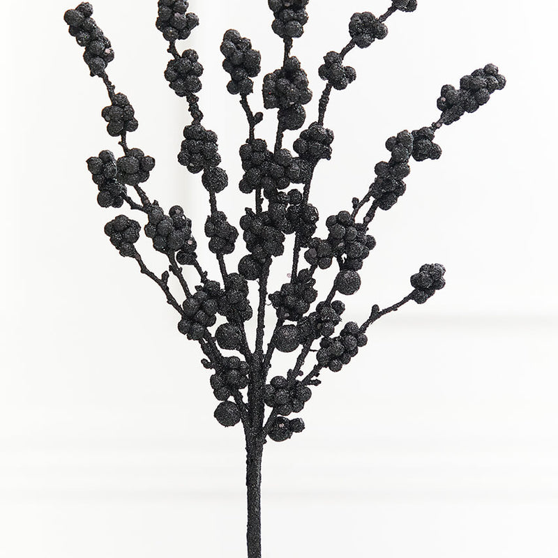 26" Black Glitter Berries Spray