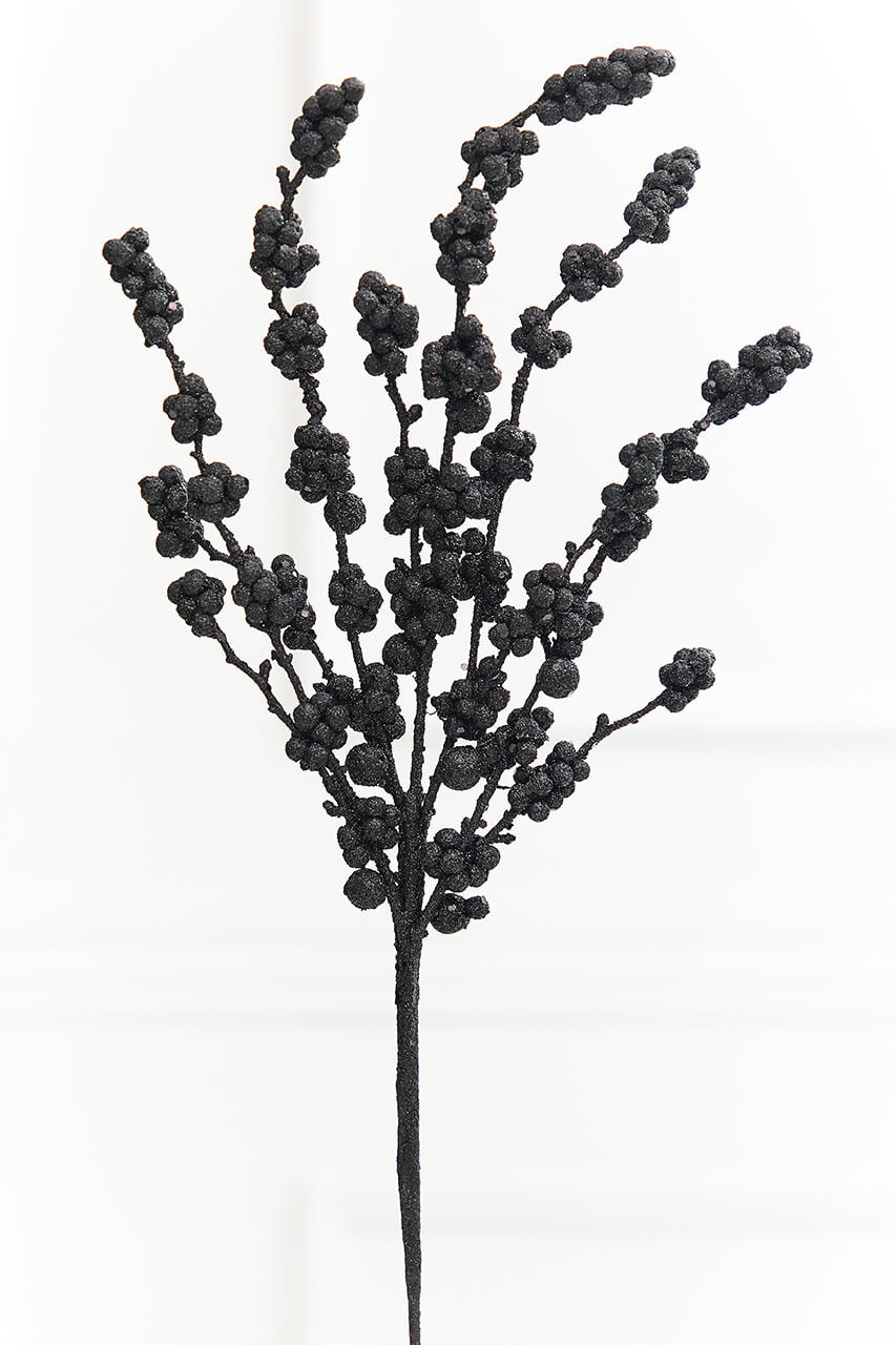 26" Black Glitter Berries Spray