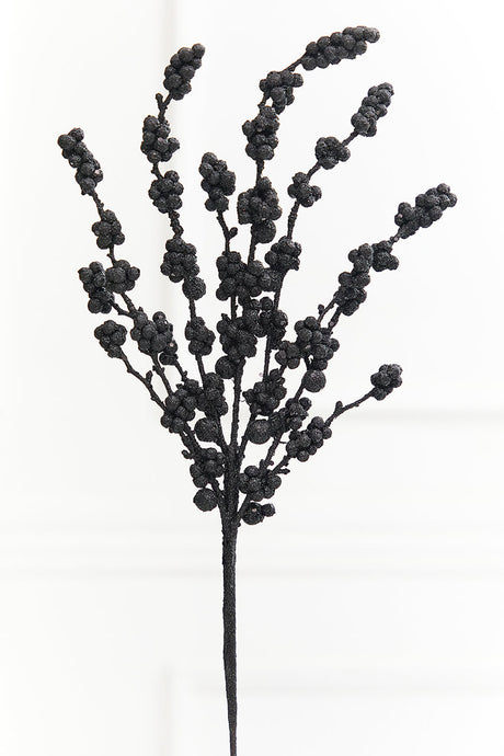 26" Black Glitter Berries Spray