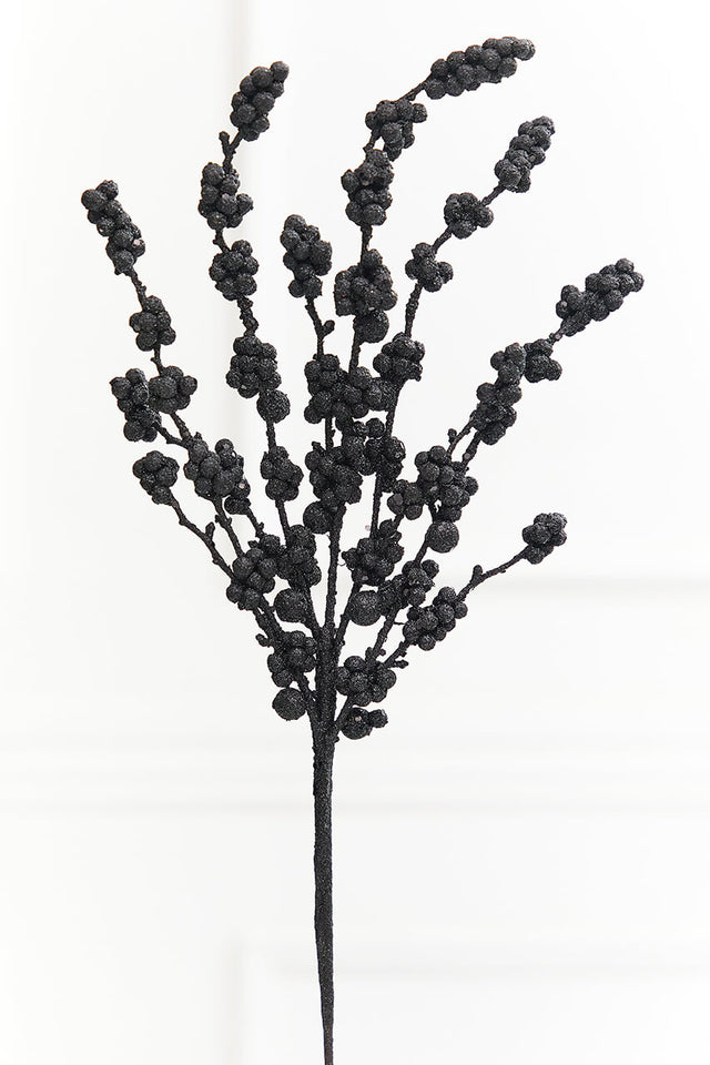26" Black Glitter Berries Spray