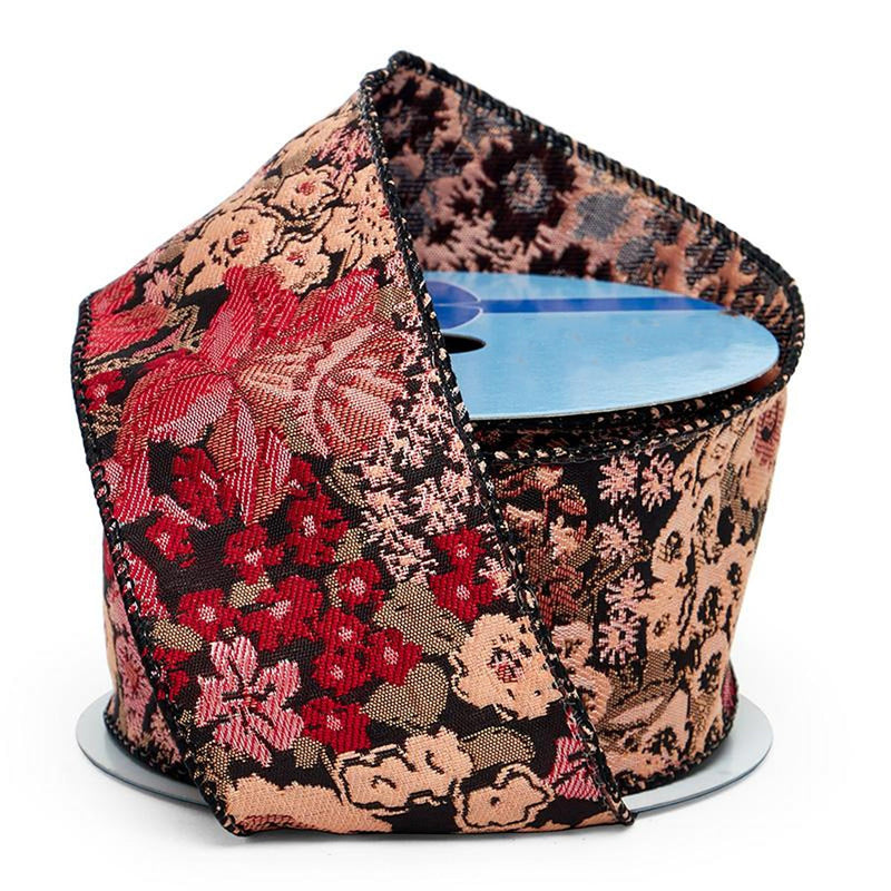 Embroidered Floral Ribbon 2 1/2 '' x 10 yd Flourish Florals Color 1 / ROLL