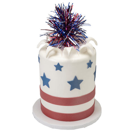 Independence Day Spray Mylar topper celebrate with congratulations Cupcake Cake Pics - set of 24