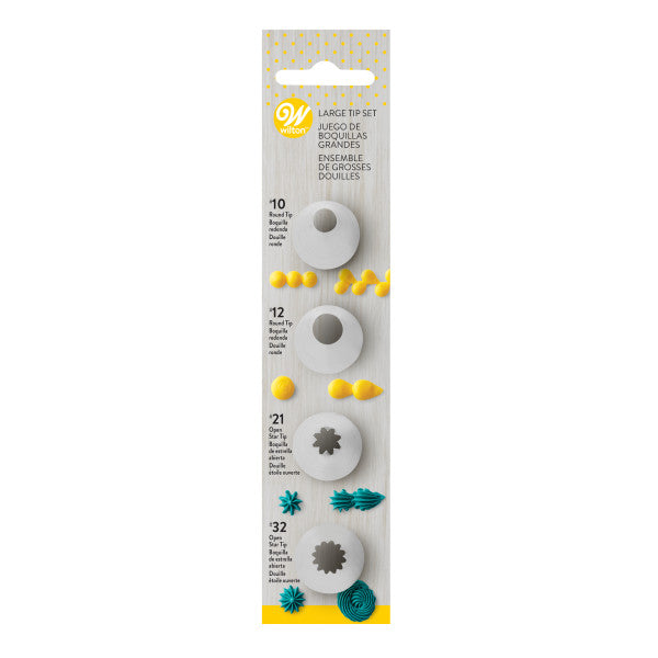 Wilton Standard Large Round and Star Piping Tip Set, 4-Count (Tips #10, 12, 21, 32)