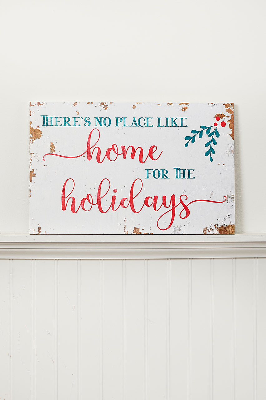 18" x 11" Home for the Holidays Wooden Sign