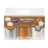 Wilton Metallic Sugar Sprinkles – Gold, Silver and White, 3 oz.