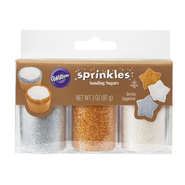 Wilton Metallic Sugar Sprinkles – Gold, Silver and White, 3 oz.