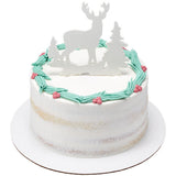 Deer and Pine Trees Gum Paste Layon Cake Topper Christmas Hunter Buck Trees - set of 6