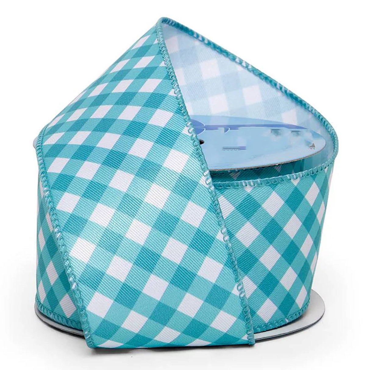 Bright Gingham Wired Ribbon 2 1/2 '' x 10 yd Sky Blue Color 1 / ROLL