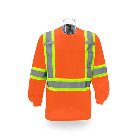 High Visibility Contrast Long Sleeve Safety T-shirt 10 Pack 100% Polyester