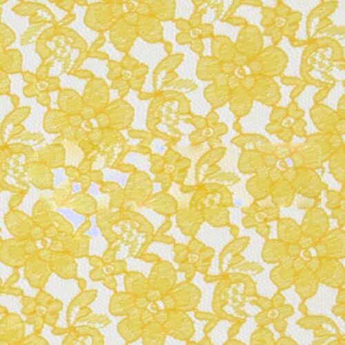 Yellow Raschel Lace Polyester Fabric - French Floral, Yellow, 60" Width